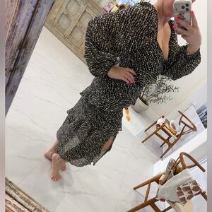 Floret Studios Elegant Long Sleeve Floral Patterned Dress Size L